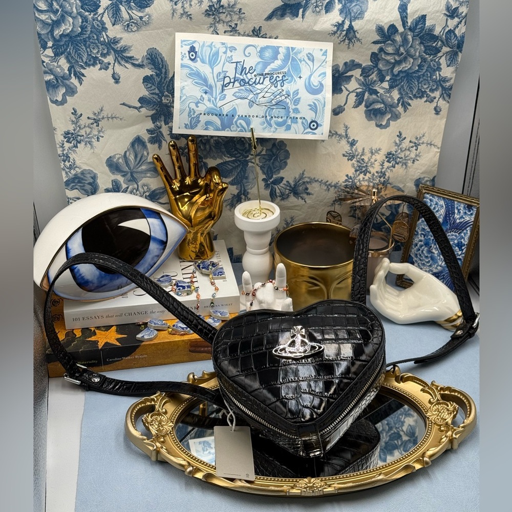 🆕 VIVIENNE WESTWOOD 🧿 NWT Ella Mini Heart Backpack, Black Croc - AUTHENTICATED - Picture 2 of 16